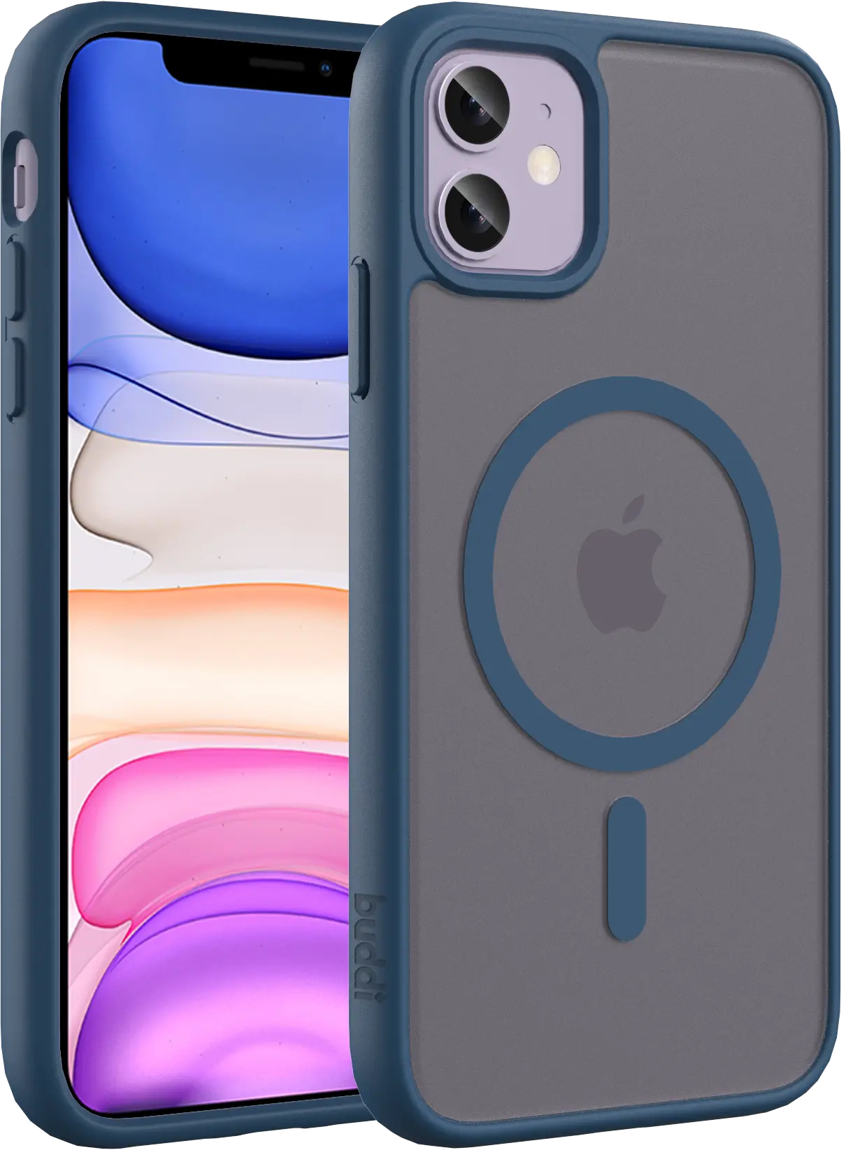 Buddi Frost Apple iPhone 11 Hoesje MagSafe Back Cover Matte Donker Blauw afbeelding 1