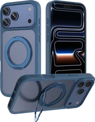 Buddi Frost Apple iPhone 18 Pro Max Hoesje MagSafe Ring Stand Matte Donker Blauw afbeelding
