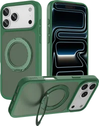 Buddi Frost Apple iPhone 18 Pro Max Hoesje MagSafe Ring Stand Matte Groen afbeelding