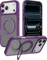 Buddi Frost Apple iPhone 18 Pro Max Hoesje MagSafe Ring Stand Matte Paars afbeelding