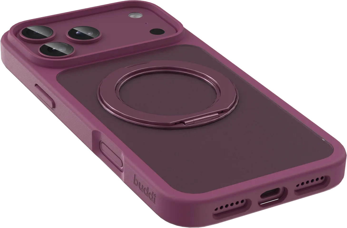 Buddi Frost Apple iPhone 18 Pro Max Hoesje MagSafe Ring Stand Matte Burgundy afbeelding 11