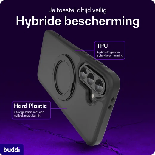Buddi Frost Samsung Galaxy A37 / A56 / A36 Hoesje MagSafe Ring Stand Matte Zwart afbeelding 2
