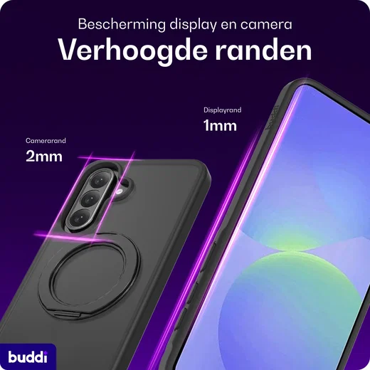 Buddi Frost Samsung Galaxy A37 / A56 / A36 Hoesje MagSafe Ring Stand Matte Zwart afbeelding 4