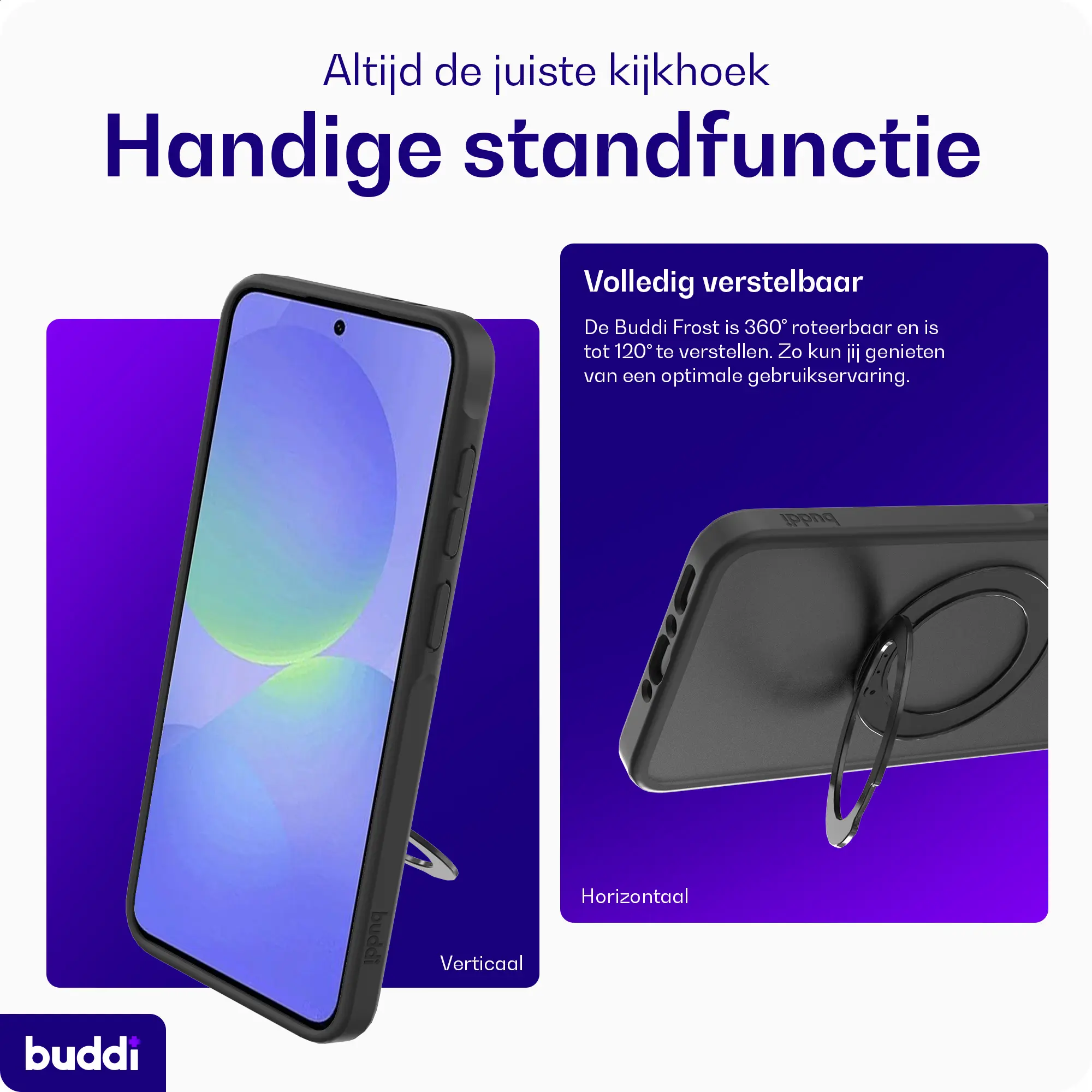 Buddi Frost Samsung Galaxy A37 / A56 / A36 Hoesje MagSafe Ring Stand Matte Zwart afbeelding 5
