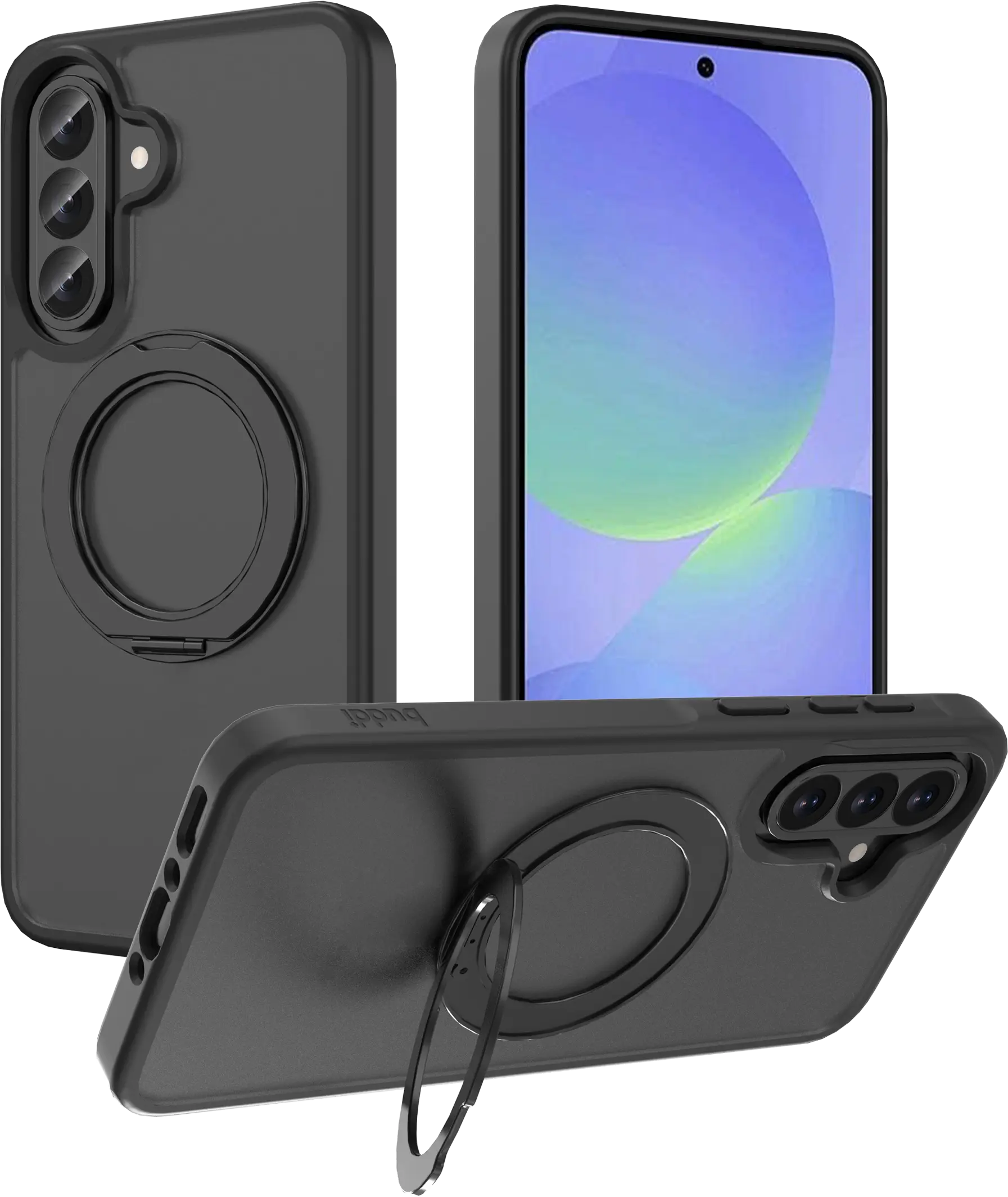 Buddi Frost Samsung Galaxy A37 / A56 / A36 Hoesje MagSafe Ring Stand Matte Zwart afbeelding 1
