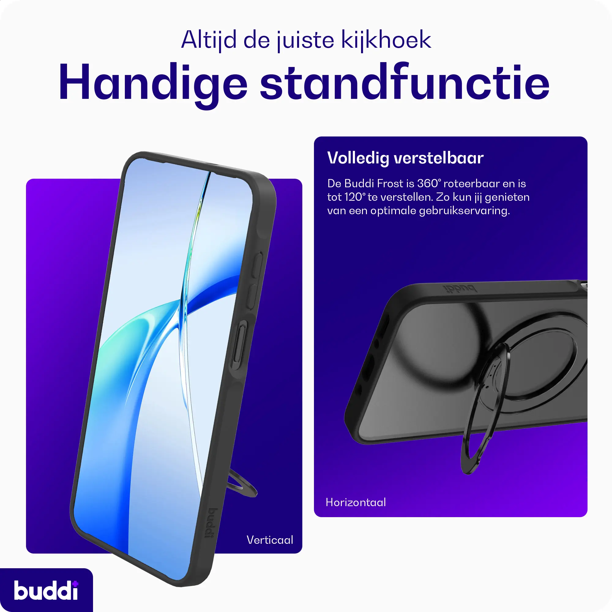 Buddi Frost Samsung Galaxy A17 / A26 / A16 Hoesje MagSafe Ring Stand Matte Zwart afbeelding 3