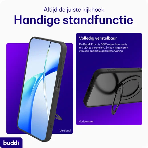 Buddi Frost Samsung Galaxy A17 / A26 / A16 Hoesje MagSafe Ring Stand Matte Zwart afbeelding 3