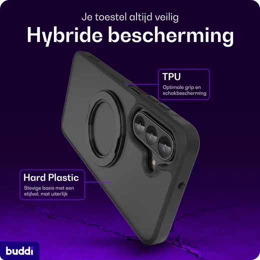 Buddi Frost Samsung Galaxy A17 / A26 / A16 Hoesje MagSafe Ring Stand Matte Zwart afbeelding 2