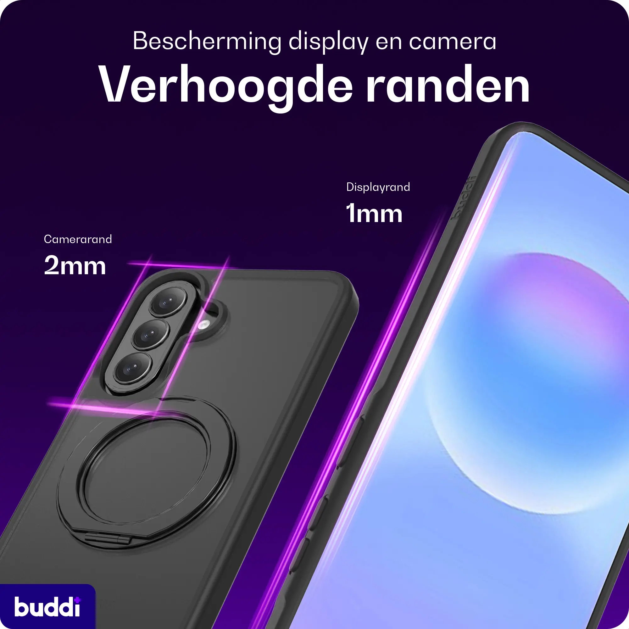 Buddi Frost Samsung Galaxy A17 / A26 / A16 Hoesje MagSafe Ring Stand Matte Zwart afbeelding 5