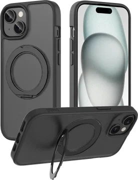 Buddi Frost iPhone 17e/16e/15/14/13 Hoesje MagSafe Ring Stand Matte Zwart