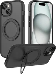 Buddi Frost iPhone 17e/16e/15/14/13 Hoesje MagSafe Ring Stand Matte Zwart afbeelding