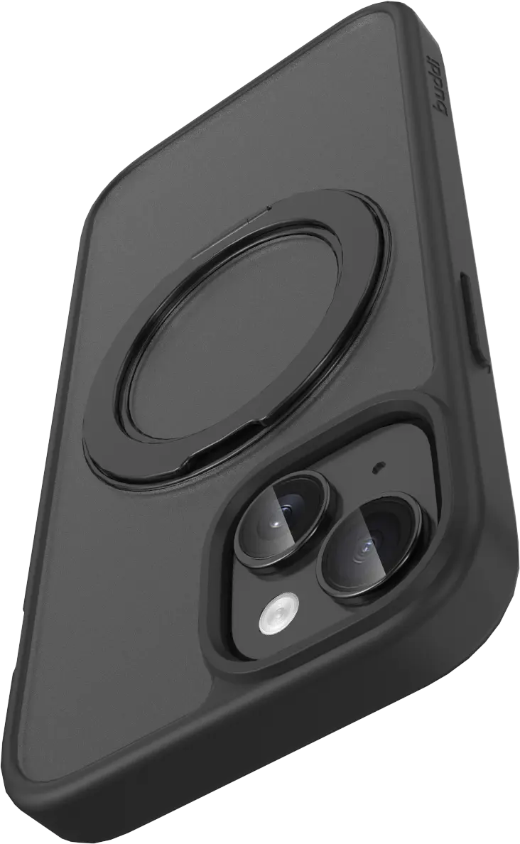 Buddi Frost iPhone 17e/16e/15/14/13 Hoesje MagSafe Ring Stand Matte Zwart afbeelding 12
