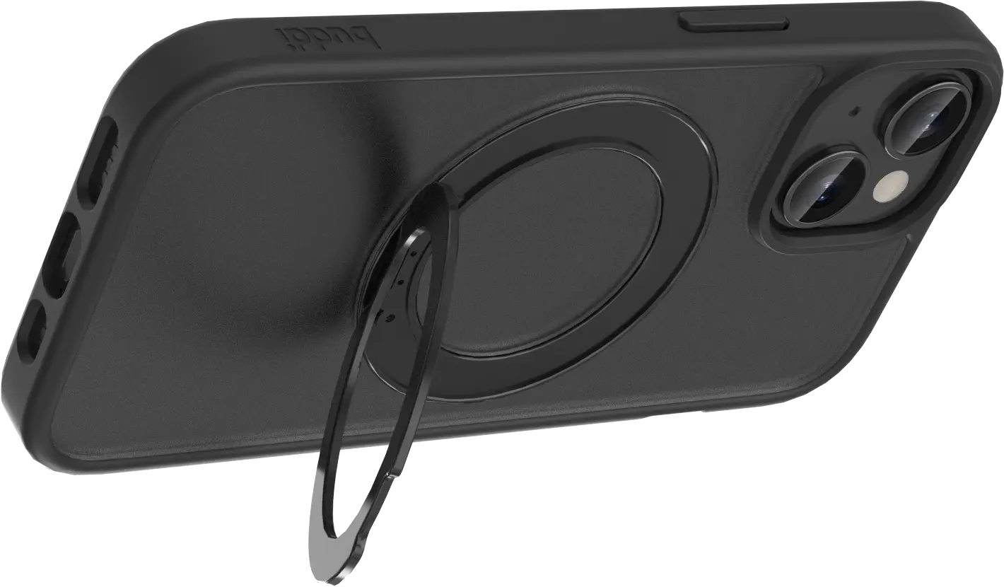 Buddi Frost iPhone 17e/16e/15/14/13 Hoesje MagSafe Ring Stand Matte Zwart afbeelding 8