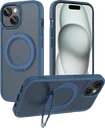 Buddi Frost iPhone 17e/16e/15/14/13 Hoesje MagSafe Ring Stand Matte Donker Blauw