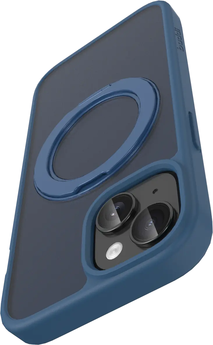 Buddi Frost iPhone 17e/16e/15/14/13 Hoesje MagSafe Ring Stand Matte Donker Blauw afbeelding 12