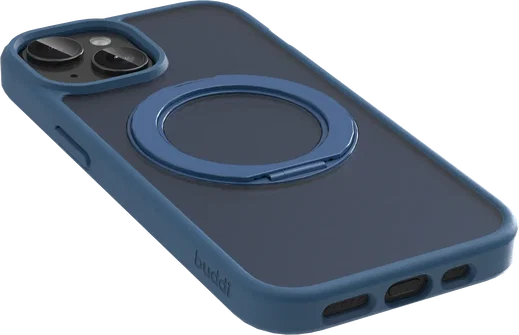 Buddi Frost iPhone 17e/16e/15/14/13 Hoesje MagSafe Ring Stand Matte Donker Blauw afbeelding 10