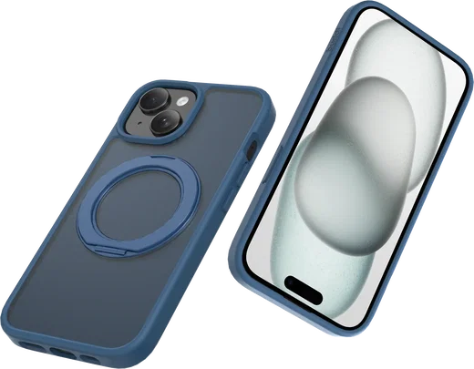 Buddi Frost iPhone 17e/16e/15/14/13 Hoesje MagSafe Ring Stand Matte Donker Blauw afbeelding 7