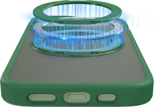 Buddi Frost iPhone 17e/16e/15/14/13 Hoesje MagSafe Ring Stand Matte Groen afbeelding 8