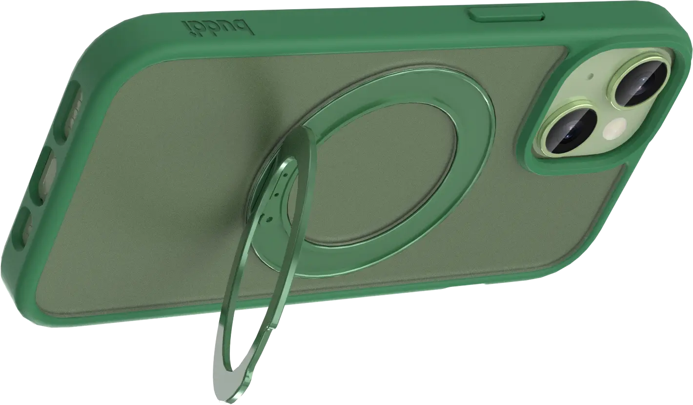 Buddi Frost iPhone 17e/16e/15/14/13 Hoesje MagSafe Ring Stand Matte Groen afbeelding 7