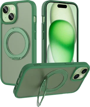 Buddi Frost iPhone 17e/16e/15/14/13 Hoesje MagSafe Ring Stand Matte Groen