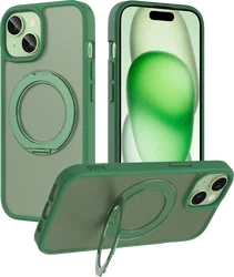 Buddi Frost iPhone 17e/16e/15/14/13 Hoesje MagSafe Ring Stand Matte Groen afbeelding