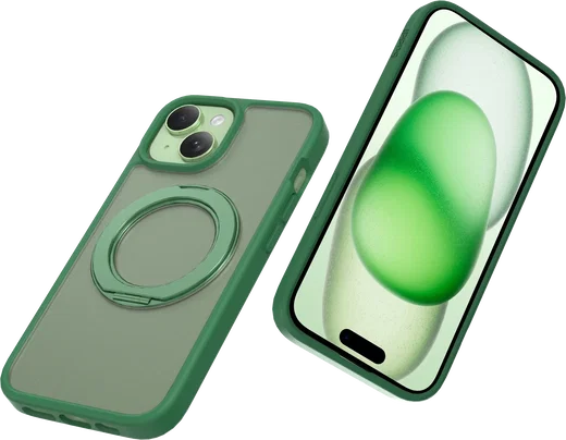 Buddi Frost iPhone 17e/16e/15/14/13 Hoesje MagSafe Ring Stand Matte Groen afbeelding 6
