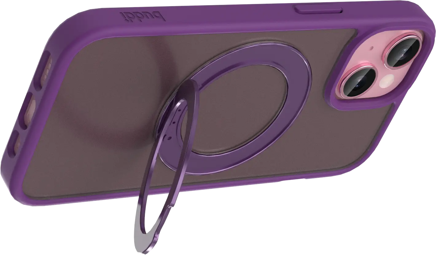 Buddi Frost iPhone 17e/16e/15/14/13 Hoesje MagSafe Ring Stand Matte Paars afbeelding 8