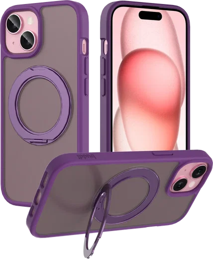 Buddi Frost iPhone 17e/16e/15/14/13 Hoesje MagSafe Ring Stand Matte Paars afbeelding 1