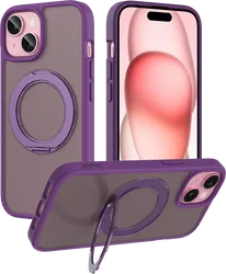 Buddi Frost iPhone 17e/16e/15/14/13 Hoesje MagSafe Ring Stand Matte Paars afbeelding