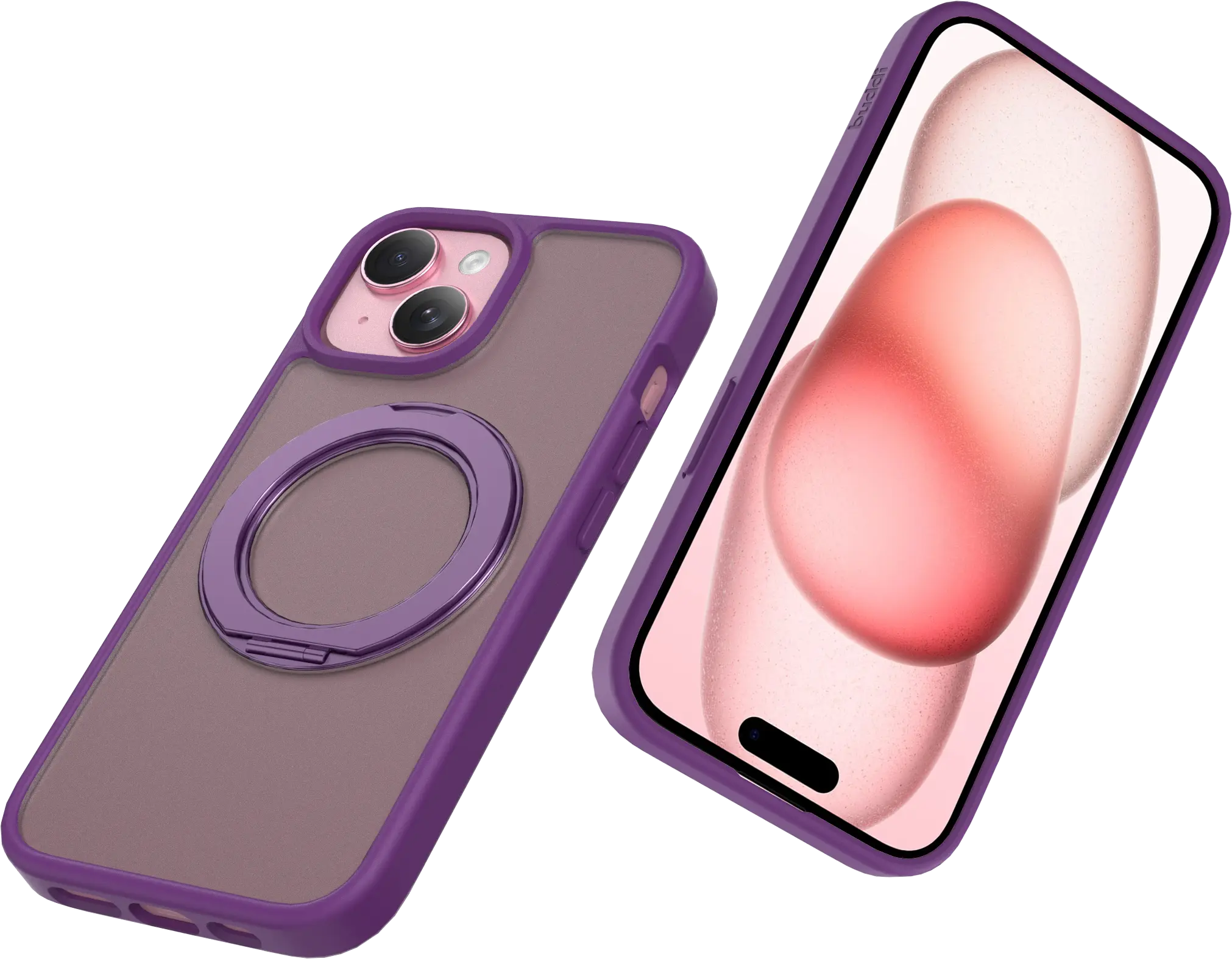 Buddi Frost iPhone 17e/16e/15/14/13 Hoesje MagSafe Ring Stand Matte Paars afbeelding 7