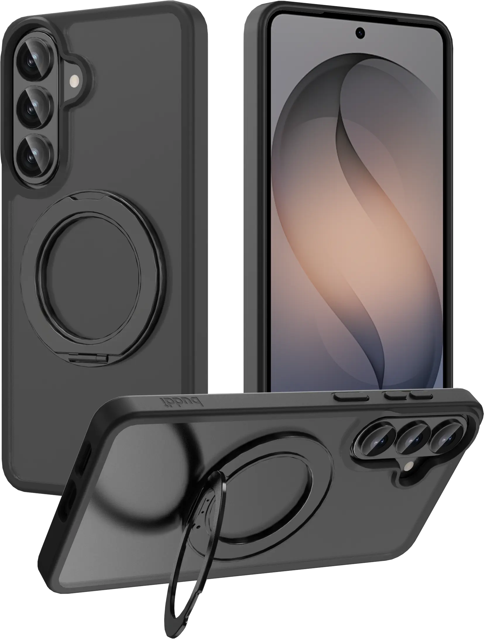 Buddi Frost Samsung Galaxy S26 Hoesje MagSafe Ring Stand Matte Zwart afbeelding 1