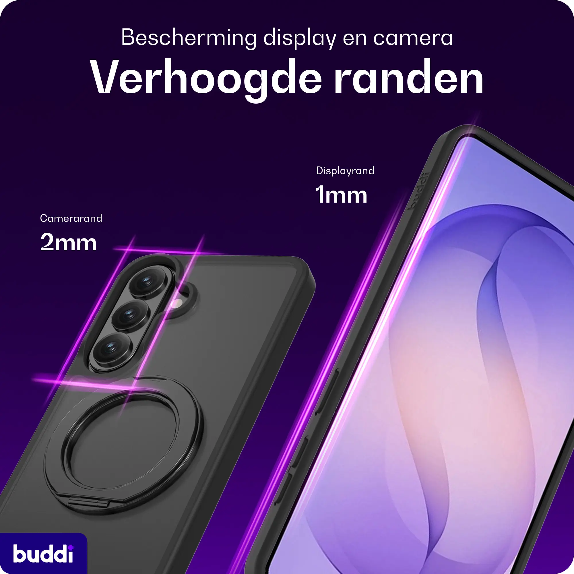 Buddi Frost Samsung Galaxy S26 Hoesje MagSafe Ring Stand Matte Zwart afbeelding 5