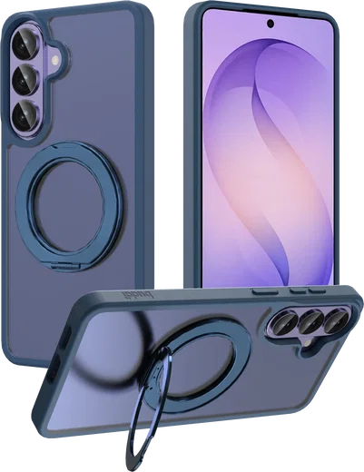 Buddi Frost Samsung Galaxy S26 Hoesje MagSafe Ring Stand Matte Donker Blauw afbeelding 1