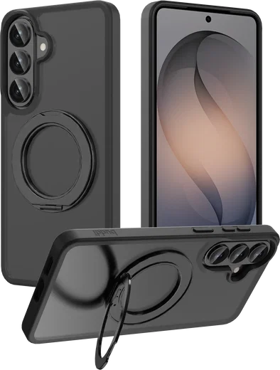 Buddi Frost Samsung Galaxy S26 Plus Hoesje MagSafe Ring Stand Matte Zwart afbeelding 1