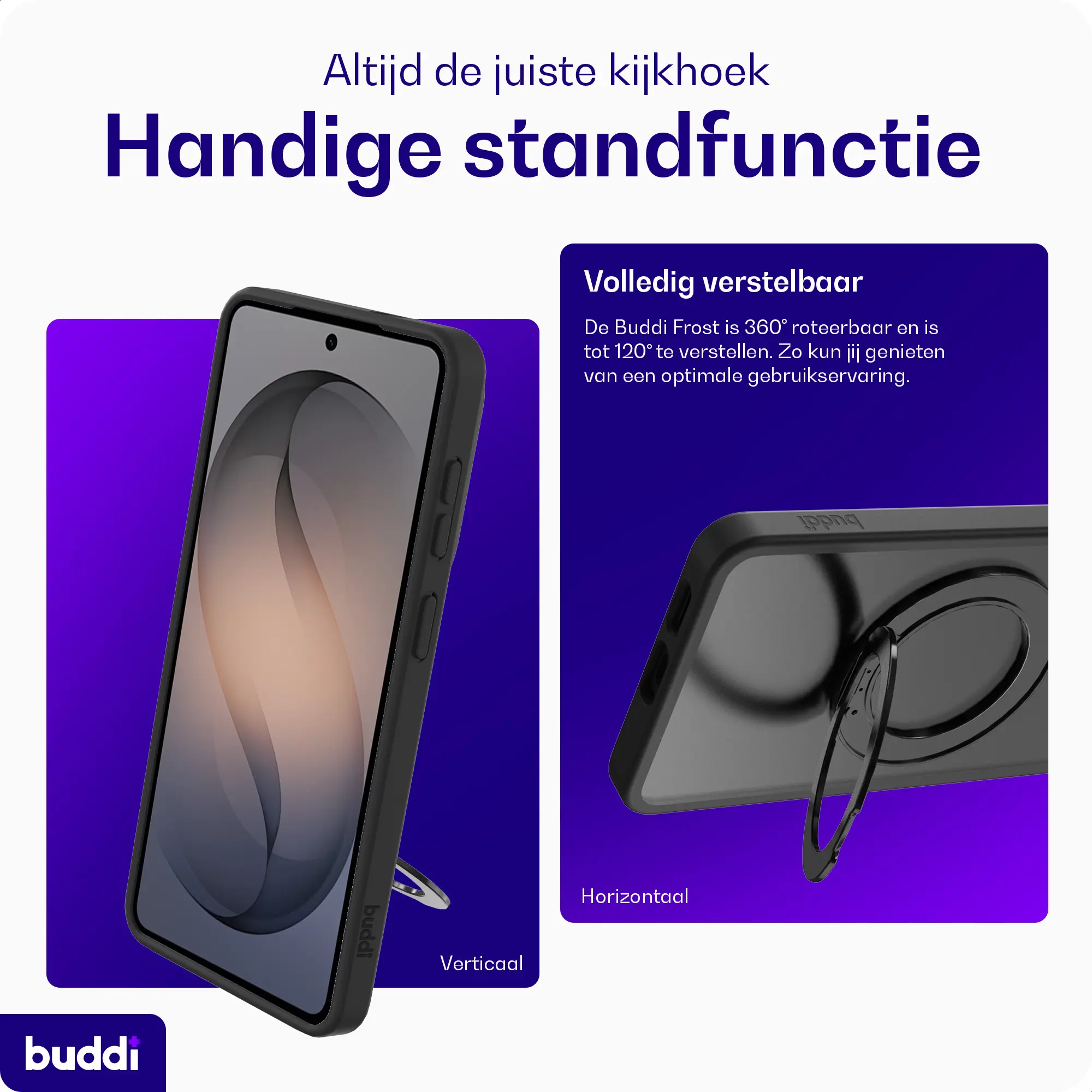 Buddi Frost Samsung Galaxy S26 Plus Hoesje MagSafe Ring Stand Matte Zwart afbeelding 3