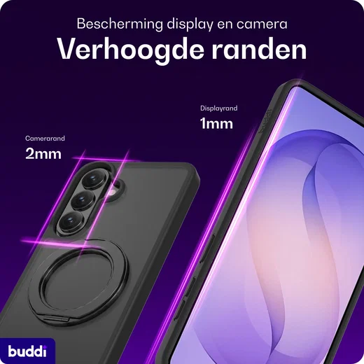 Buddi Frost Samsung Galaxy S26 Plus Hoesje MagSafe Ring Stand Matte Zwart afbeelding 5