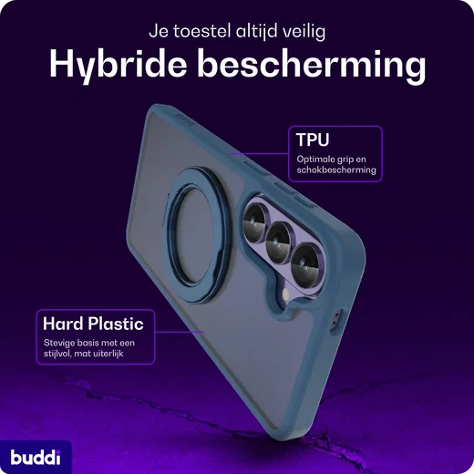 Buddi Frost Samsung Galaxy S26 Plus Hoesje MagSafe Ring Stand Matte Donker Blauw afbeelding 4