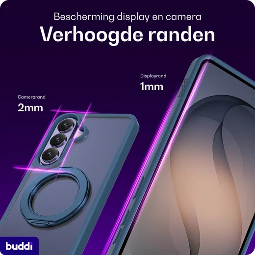 Buddi Frost Samsung Galaxy S26 Plus Hoesje MagSafe Ring Stand Matte Donker Blauw afbeelding 5
