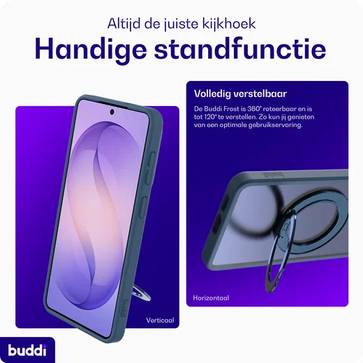 Buddi Frost Samsung Galaxy S26 Plus Hoesje MagSafe Ring Stand Matte Donker Blauw afbeelding 3