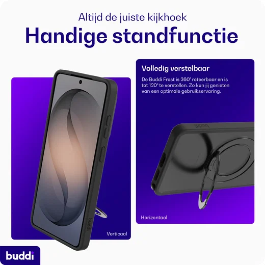 Buddi Frost Samsung S26 Ultra Hoesje MagSafe Ring Stand Matte Zwart afbeelding 3