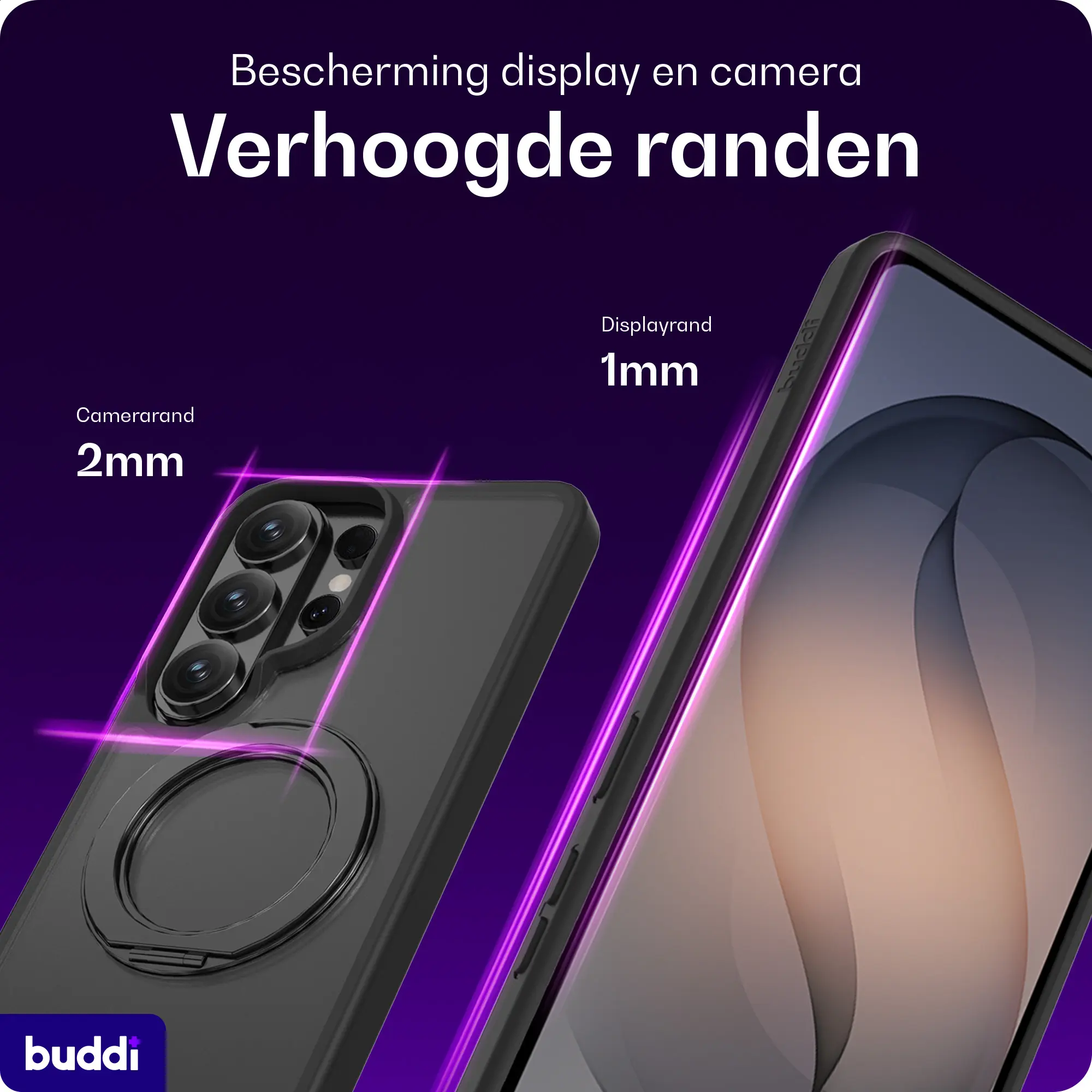 Buddi Frost Samsung S26 Ultra Hoesje MagSafe Ring Stand Matte Zwart afbeelding 5