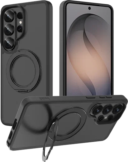 Buddi Frost Samsung S26 Ultra Hoesje MagSafe Ring Stand Matte Zwart afbeelding 1
