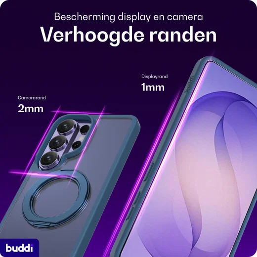 Buddi Frost Samsung S26 Ultra Hoesje MagSafe Ring Stand Matte Donker Blauw afbeelding 5