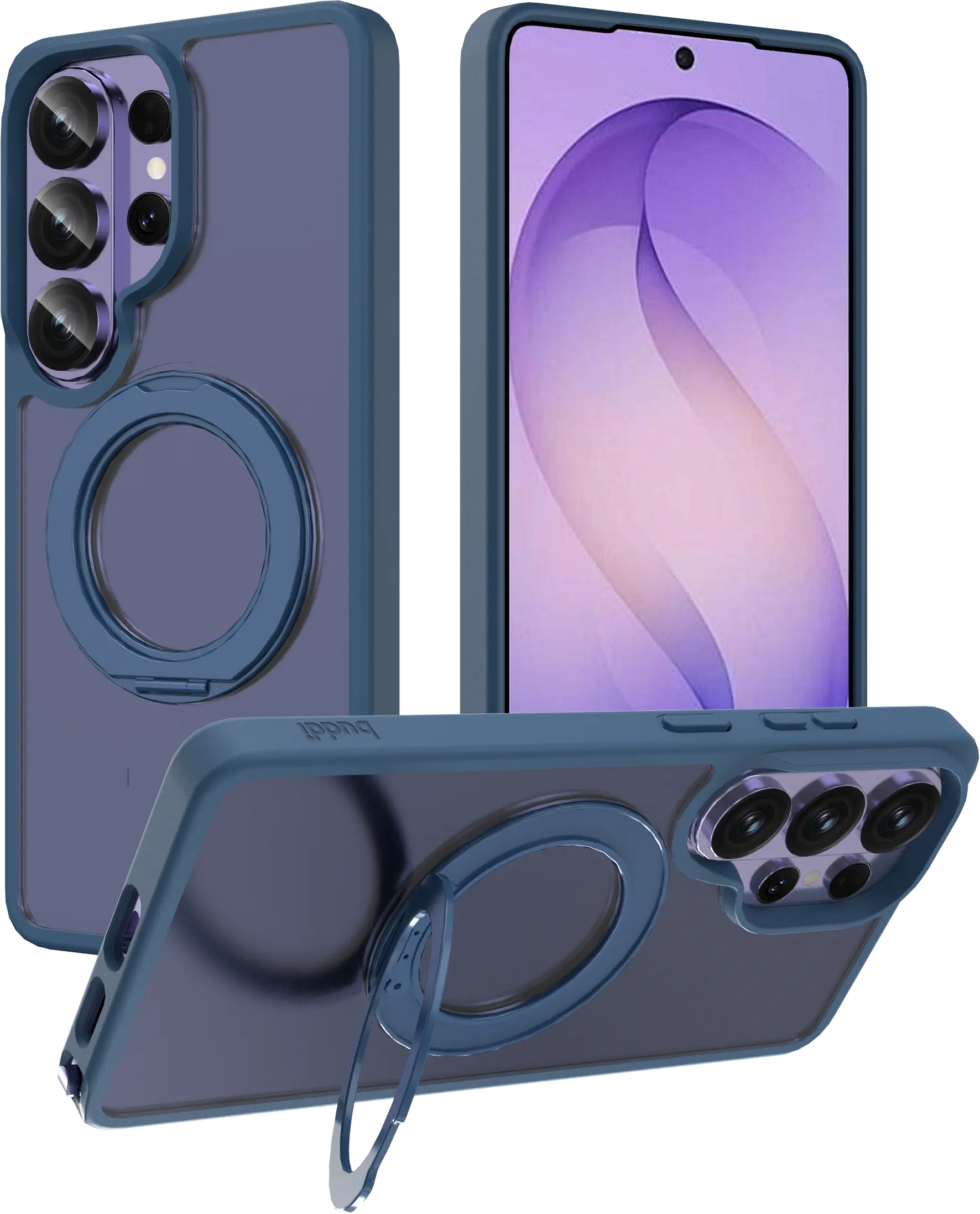 Buddi Frost Samsung S26 Ultra Hoesje MagSafe Ring Stand Matte Donker Blauw afbeelding 1