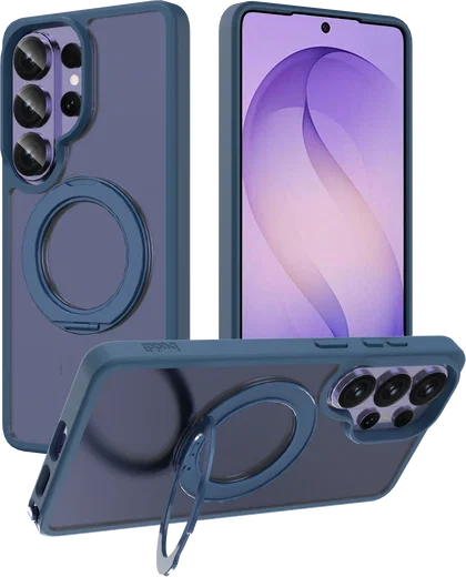 Buddi Frost Samsung S26 Ultra Hoesje MagSafe Ring Stand Matte Donker Blauw afbeelding 1