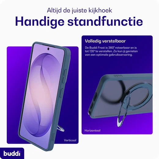Buddi Frost Samsung S26 Ultra Hoesje MagSafe Ring Stand Matte Donker Blauw afbeelding 3