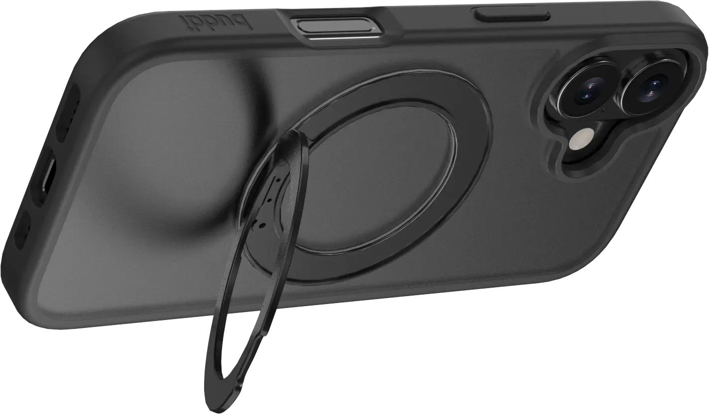 Buddi Frost Apple iPhone 17 Hoesje MagSafe Ring Stand Matte Zwart afbeelding 7