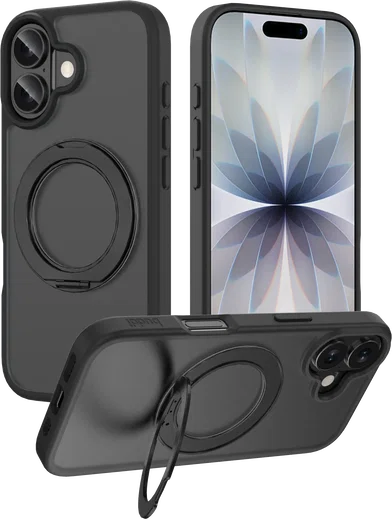 Buddi Frost Apple iPhone 17 Hoesje MagSafe Ring Stand Matte Zwart afbeelding 1
