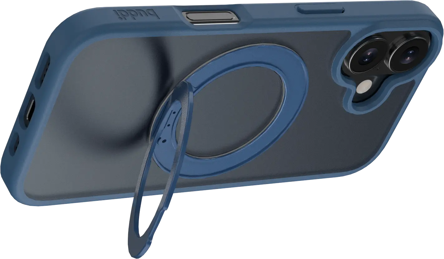 Buddi Frost Apple iPhone 17 Hoesje MagSafe Ring Stand Matte Donker Blauw afbeelding 7