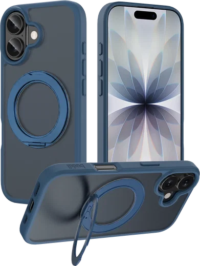 Buddi Frost Apple iPhone 17 Hoesje MagSafe Ring Stand Matte Donker Blauw afbeelding 1